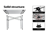Weisshorn 3pc Camping Table Chair Set Outdoor Folding Aluminium Portable Picnic ALU-FOLD-BGX2-ALUM-70