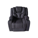 3+1+1 Seater Electric Recliner Stylish Rhino Fabric Black Lounge Armchair with LED Features V43-SET-ARN-3R+1R+1RBL