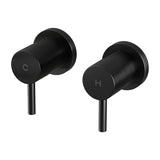 Cefito Basin Twin Tap Wall Round Brass Faucet Shower Bathtub Black TAP-A-TAPS-RO-BK