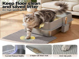 i.Pet XXL Cat Litter Box Stainless Steel Jumbo Semi-Enclosed Pet Kitty Toilet Grey PET-CLB-STL-XXL-LTGR