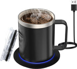 USB Heated Coffee Mug Warmer with Handle, Stainless Steel Coffee Cup with Lid for Milk, Tea and Hot V1237-ZY-924-353