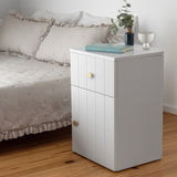 PORTO BEDSIDE TABLE - WHITE - VJ PANEL - ROUND BRASS V164-ECS13WVB06G