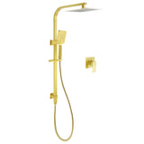 WELS Brushed Gold 2in1 Set 8" Square Rain Shower Head 3 Modes Handheld Silde Rail Arm Mixer V1233-C7121GHS002M4CGKSS108GKSQ201G