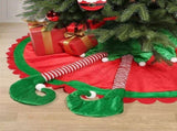 48 Inch Elf Christmas Tree Skirt with Candy Striped Legs and Wavy Trim, Christmas Decoration V1263-JX-1605