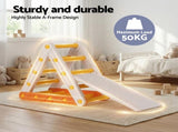 Keezi Kids Climbing Frame Set With Slide Indoor Outdoor Toddler Toys Pikler Triangle Climber KCS-SLIDE-TRGL-WH