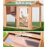 i.Pet Chicken Coop Rabbit Hutch 138cm x 44cm x 85cm Large Chicken Coop House Run Cage Wooden Outdoor PET-GT-WOOD-R036