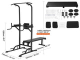 Power Tower with Bench, 10-Level Height Adjustable Pull Up Bar Stand Dip Station & Detachable Bench, V952-DGNYTXSJDZDK4EQYXV0