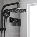 Cefito 9'' Rain Shower Head Set Handheld Round High Pressure Twins Tap Black SHOWER-A1-RO-9-BK-TAP