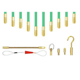 Fiberglass Fish Tape Cable Rods, Electrical Wire Running Pull/Push Kit with Hook and Hole Kit Glow V1369-AZ3-W-11605