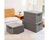 SOGA 2X Large Grey Non-Woven Diamond Quilt Grid Fabric Storage / Organizer Box SBOX043X2