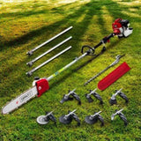 Giantz Pole Chainsaw 2 Stroke Petrol Tree Pruner Long Reach Saw 12 Inch Bar 9 In 1 PCAW-62CC-GSAW