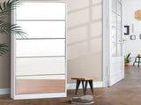Artiss Shoe Rack Cabinet Mirror 25 Pairs White SHOE-C-34-MIRROR-AB