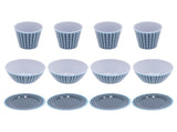 12Pcs/Set Tableware Set Dark Blue Grid Melamine Cup Bowl Plate for Home Restaurant Kitchen V1294-YM0901-3118210179311