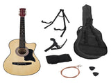 Karrera 38in Pro Cutaway Acoustic Guitar with Carry Bag - Natural CC38-PRO-NAT