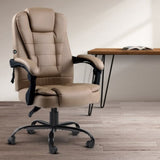 Artiss Massage Office Chair Executive Computer Gaming Chairs Brown PU Leather Espresso MOC-09M-2P-EP