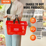 VEVOR Shopping Basket, Set of 12, 24L Durable Plastic Grocery Basket with Handle and Stand, 425 x V952-GXSBSSLGWLHS08MIEV0