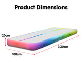 Powertrain 3m x 1m Air Track Inflatable Gymnastics Mat - Rainbow IFM-0301-RB