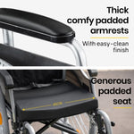 EQUIPMED 24 Inch Portable Folding Wheelchair 24" Mobility Wheel Chair Alloy, Senior Elderly Aid V219-AGCWCREMQA06Q