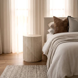 Vera Fluted Stone Side Table - Matte Natural Stone V355-IA-ST-VER-NST