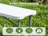 Gardeon 180cm Folding Garden Bench Portable Trestle Seat HDPE Fold In Half White GB-HDPE-FD-WH