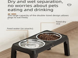 Pet Care Bundle Set Black Adjustable Elevated Double Dog Bowl & White and Grey 2-in-1 V888-ELOSUNG53429