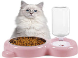 Cat Food and Water Bowl 2 in 1 with Automatic Water Dispenser Pink, 500 ml V1237-ZY-818-304