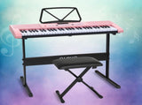 Alpha 61 Keys Electronic Piano Keyboard Digital Electric w/ Stand Stool Pink EK-KL-97-PK-H-B01