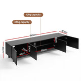 Artiss TV Unit Entertainment Unit Storage Cabinet 180cm Black FUR-Z-CT02-TV180-BK-AB