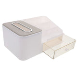 Multifunctional Tissue Box with Concealed Drawer, Desktop Storage Organizer for Home, Office, Living V1192-AZ-W-25246