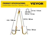 V Bridle Chain, 5/16 in x 2 ft Bridle Tow Chain, Grade 80 V-Bridle Transport Chain, 9260 Lbs Break V952-SZGLRJG5162FT0001V0