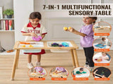 Kids Sensory Table Indoor Wooden Play Sand Water Table with 3 Storage Bins V952-GGZDCWXK2129BE939V0