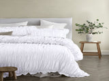 Vintage Design Homewares Haven White Washed Cotton Ruched Quilt Cover Set Single V442-HIN-QUILTCS-HAVEN-WHITE-SB