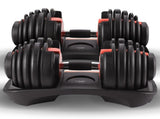 Powertrain 48kg Adjustable Dumbbells with Dumbbell Stand Red DMB-BF1-024-2S