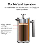 coffee pot French Press Coffee Maker Stainless Steel Double Walled Insulated Coffee Pot with Fine V1366-AZ2-W-19163