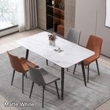 120x60cm Matte White Minimalist Slate Kitchen Dining Table Marble Lunch Dinner Table Solid Metal V255-120MATTEWTABLE