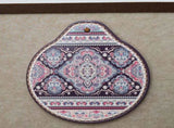 White-pink Set of 4 Embossed Ceramic Paddle Mats - Assorted Bohemian Pattern Heat Resistant Pads V888-ELOSUNG28025