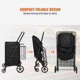 VEVOR Folding Shopping Cart Rolling Grocery Cart with Double Baskets 330 LBS V952-XYCZDST330186UI5MV0