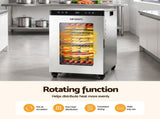 Devanti Food Dehydrator Stainless Steel Fruit Dryer 16 Tray Silver FD-E-500R-16T-SS