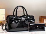 White Ladies Handbag Bow Embellished Handbag Handbag With Small Purse Crocodile - Blue - Size V1347-945-08947-BLU-29-12-21