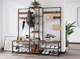 Xxl Corner Coat Stand Widen Depth Bench Shoe Rack Storage Shelves 10 Dual Hooks V767-JJ-ZY1368