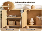 Artiss Buffet Sideboard Cabinet 2-Tier Fluted Kitchen Storage Ball Legs Pine FUR-Z-SID150-RND-WD-AB