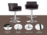 Artiss 1x Leather Bar Stools Swivel Adjustable Gas Lift PU Counter Chairs Brown BA-K-7200-BR