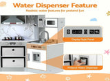 Keezi 112cm Wooden Pretend Kitchen Playset Kids Toy Sink Stove Grey PLAY-WOOD-TAP-GY