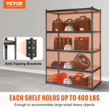 VEVOR Storage Shelving Unit, 5-Tier Adjustable, 907 kg Capacity, Heavy Duty Garage Shelves Metal V952-SXHJC24DX48WXEASCV0
