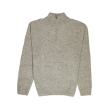 100% SHETLAND RAGG WOOL Half Zip Up Knit JUMPER Pullover Mens Sweater Knitted - Grey - M V563-SW-HZ-GRY21-M