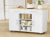 Artiss Kitchen Island Trolley Rolling Serving Cart Storage Drawer Cabinet 100cm White FUR-S-KI-100-WH-AB