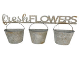 Three Bucket 'Fresh Flowers' Wall Planter 51x26cm V637-11061PLN