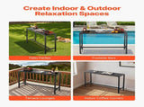 Outdoor Bar Table, 120 x 37.5 cm Patio Bar Table, Waterproof Top & Sturdy Metal Frame, Rectangle V952-ZFLTJBZFX4720NCC7001V0