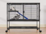 36" Metal Small Animal Cage 2-Tier Rolling Ferret Cage with Tray A Ramp V952-JSXDL322233IWSCUUV0
