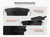 Ash Bucket, 4 PCS with Lid, Shovel, Broom and Gloves, Metal Fireplace Charcoal Bucket and Ash Can, V952-BLHT4JTDGYXTGG4LL001V0